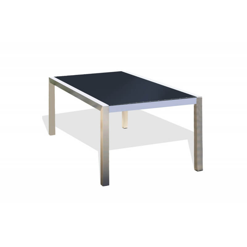Table de Jardin Aluminium Plateau Teck 220x90cm Emoti Noir - Table