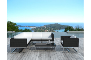 Salon de jardin design bas noir 6 personnes DELORM