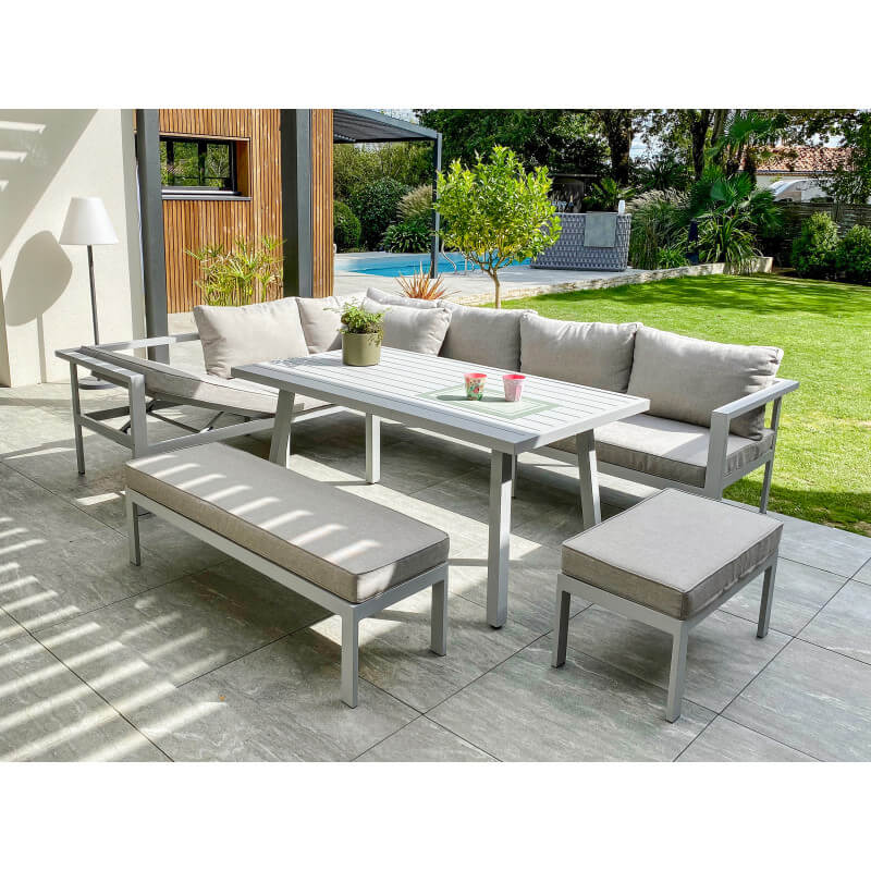 Ensemble table et chaises de jardin ANTALYA en aluminium Gris 9