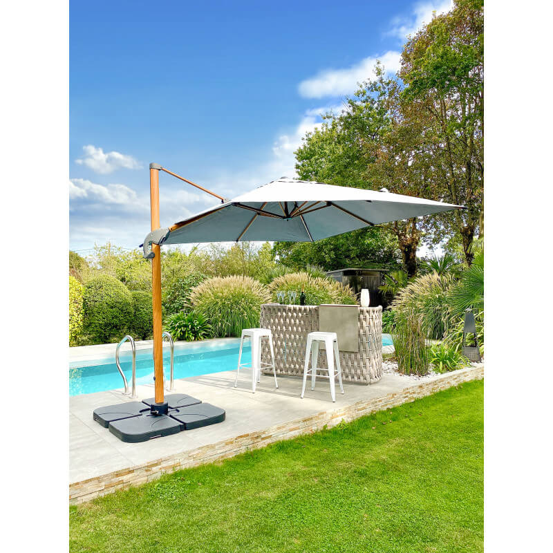Parasol de jardin déporté inclinable SEVILLA 2,5x2,5m en aluminium