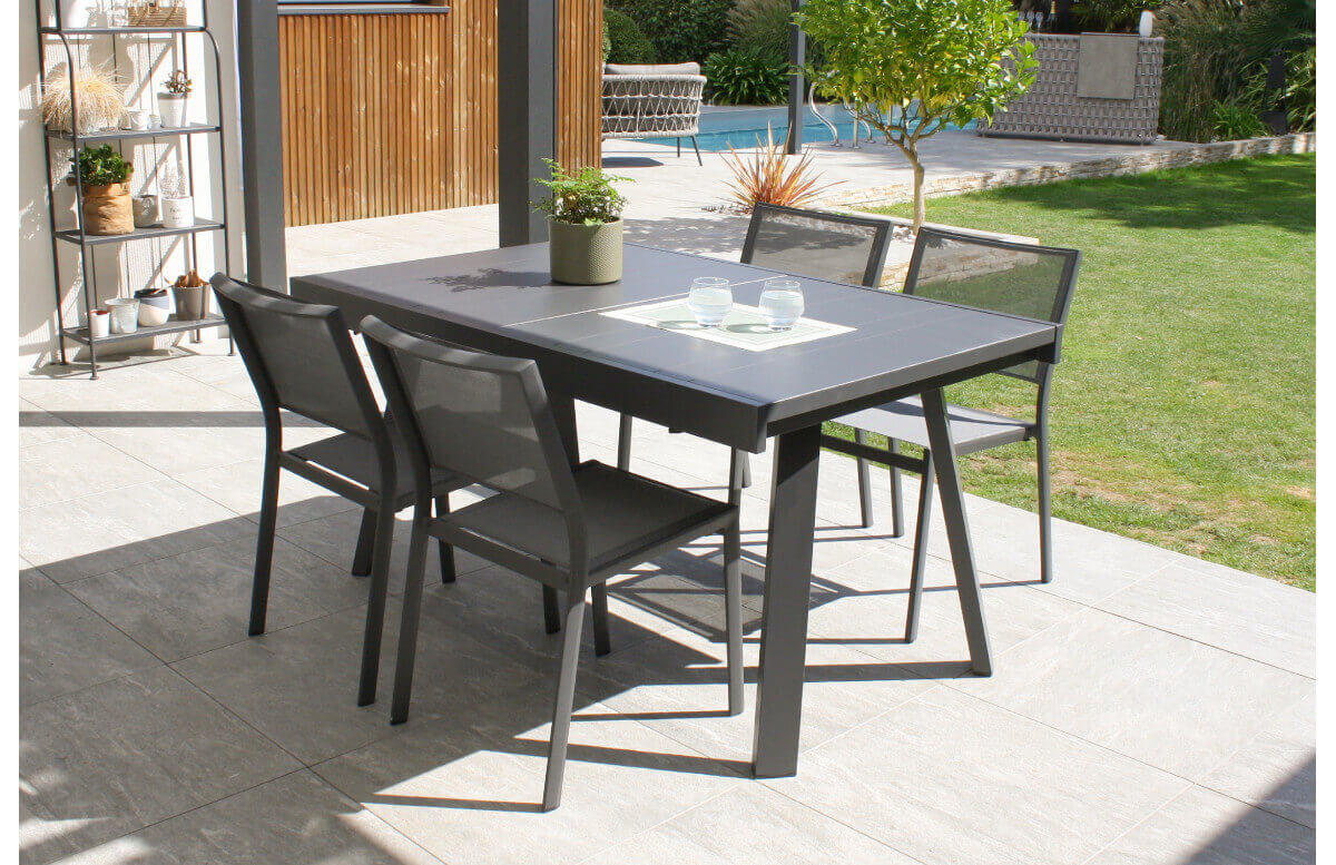 Ensemble table et chaises de jardin extensible en aluminium