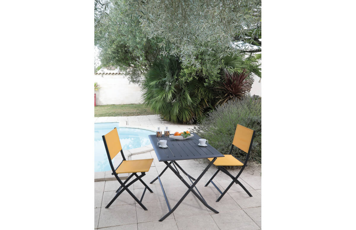 Ensemble table pliante et chaises pliantes en aluminium et textilène 4 personnes - Lorita/Dream - Alizé