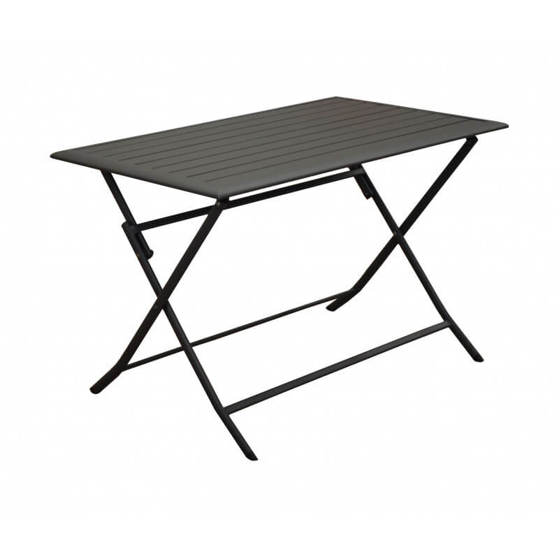Pack table Sicile + 4 chaises pliantes Amalfi métal taupe et textilène - JPG