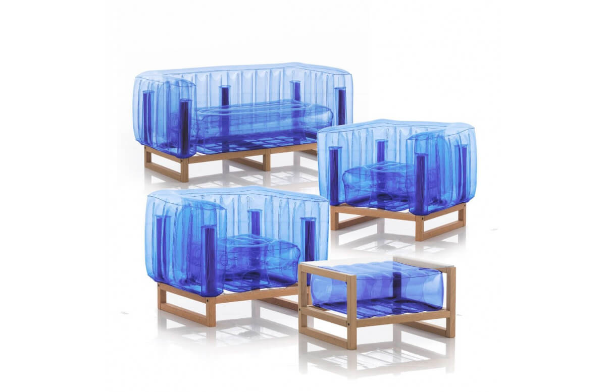Salon de jardin gonflable avec table basse YOMI EKO bois et TPU - Mojow Design