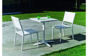 Ensemble table BOSTON et fauteuils de jardin SION-2 60cm HEVEA en aluminium et textilène