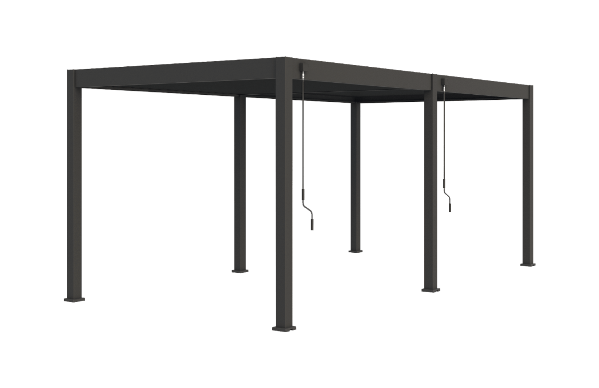 Pergola bioclimatique autoportée en aluminium à lames orientables 3x6 + 2 stores 3 M - Ombréa