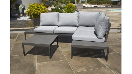 Salon d'angle de jardin ANKARA 4 places en aluminium - NOIR