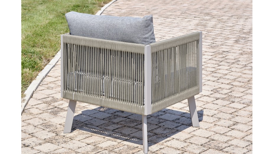 Salon de jardin d'angle MANOSQUE 7 places en aluminium - GRIS