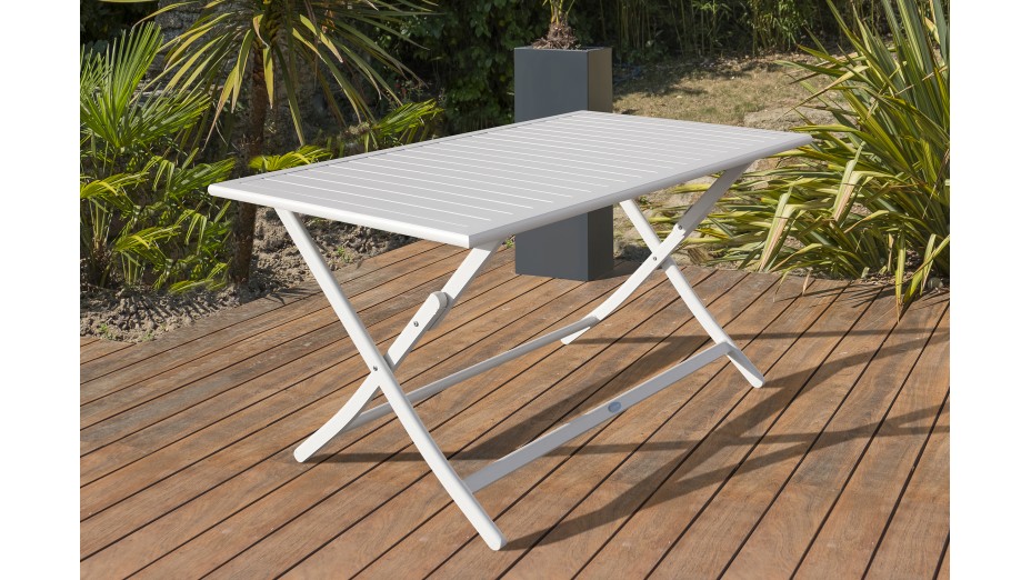 Table de jardin pliante MARIUS (140x80 cm) en aluminium - GRIS