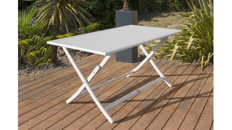 Table de jardin pliante MARIUS (140x80 cm) en aluminium - GRIS
