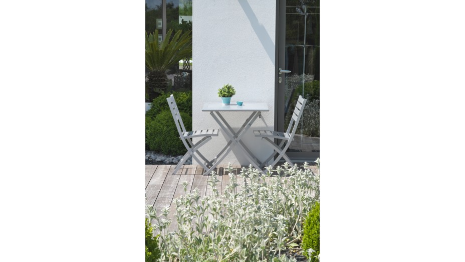 Lot composé d'une table de jardin MARIUS-TB70-GRIS pliante et de 2 chaises MARIUS-CP-GRIS pliantes