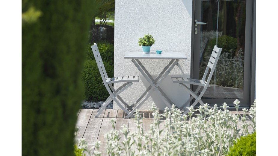 Lot composé d'une table de jardin MARIUS-TB70-GRIS pliante et de 2 chaises MARIUS-CP-GRIS pliantes