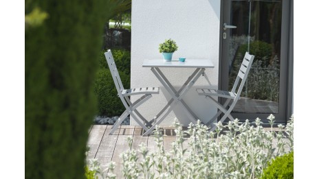 Lot composé d'une table de jardin MARIUS-TB70-GRIS pliante et de 2 chaises MARIUS-CP-GRIS pliantes