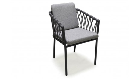 Fauteuil de jardin PILAT en aluminium et corde - GRIS ANTHRACITE