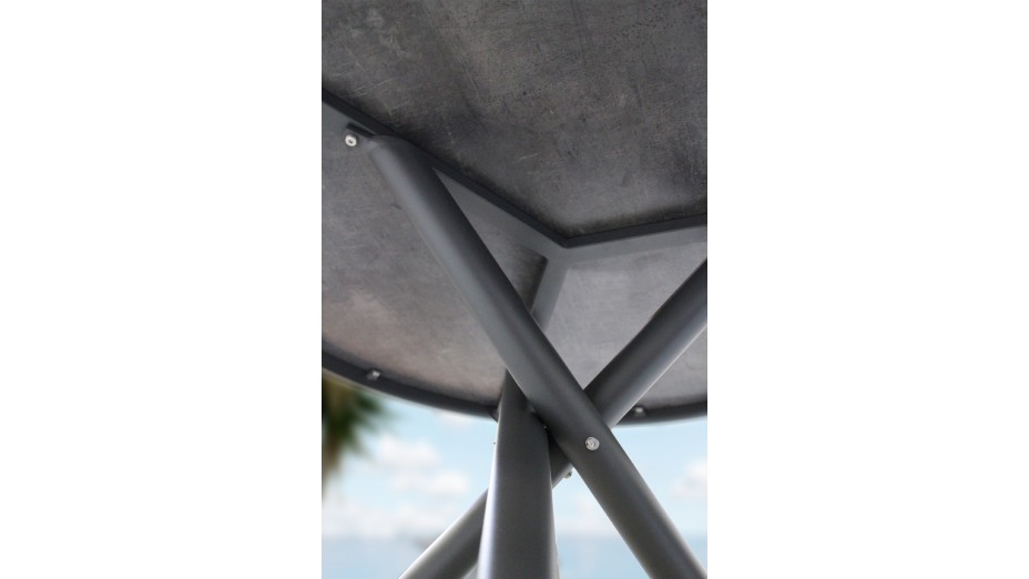 Table de jardin ronde PILAT (diam. 129 cm) en aluminium et plateau HPL - GRIS ANTHRACITE