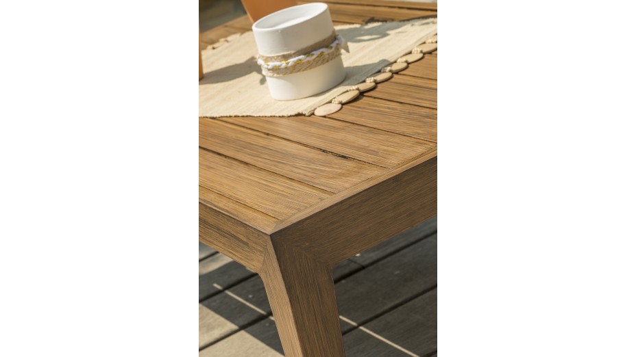 Salon bas de jardin PORTOFINO 4 places en aluminium effet bois - MARRON