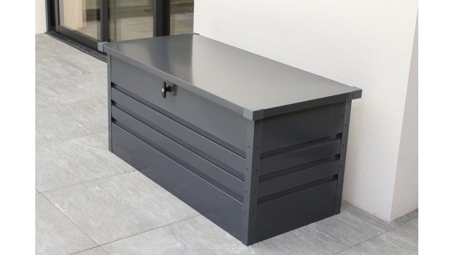 Coffre de jardin SCATOLA 350L en acier galvanisé - GRIS ANTHRACITE