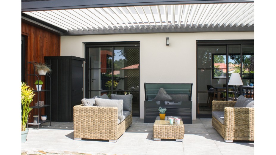 Coffre de jardin SCATOLA 350L en acier galvanisé - GRIS ANTHRACITE