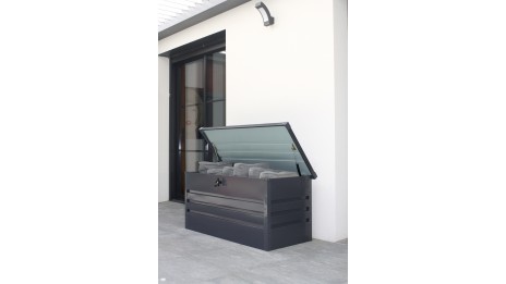 Coffre de jardin SCATOLA 350L en acier galvanisé - GRIS ANTHRACITE