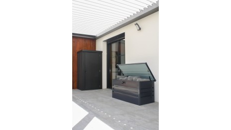 Coffre de jardin SCATOLA 350L en acier galvanisé - GRIS ANTHRACITE