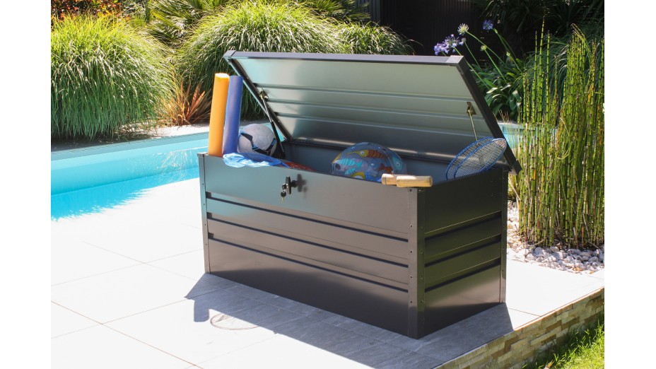 Coffre de jardin SCATOLA 600L en acier galvanisé - GRIS ANTHRACITE
