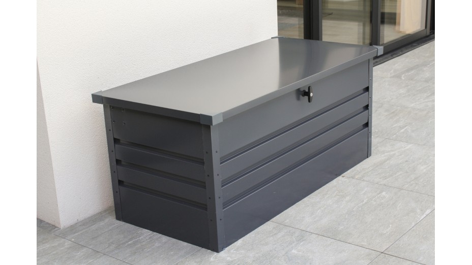 Coffre de jardin SCATOLA 600L en acier galvanisé - GRIS ANTHRACITE
