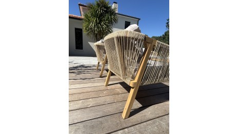 Salon bas de jardin SERENA 7 places en bois d'acacia - WOOD