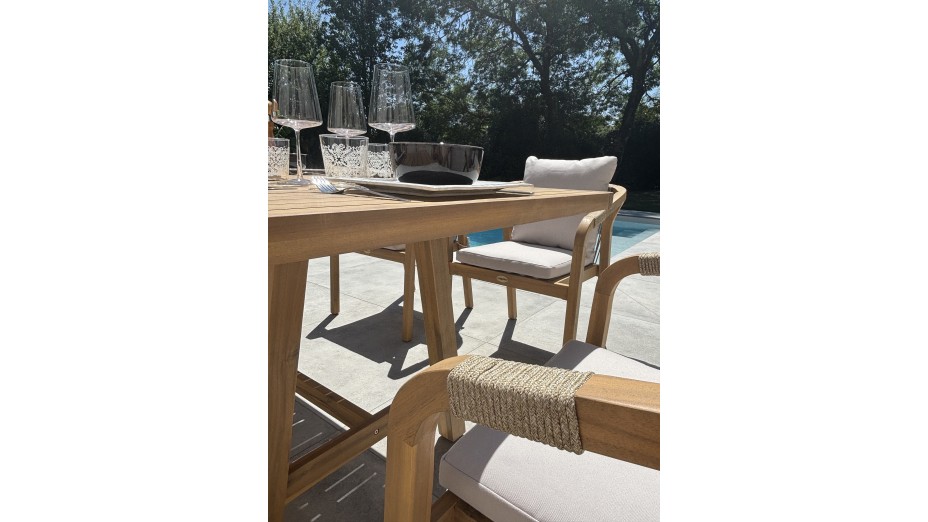 Ensemble repas de jardin SERENA (170x90 cm) 6 places en bois d'acacia - WOOD
