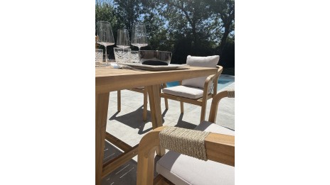 Ensemble repas de jardin SERENA (170x90 cm) 6 places en bois d'acacia - WOOD