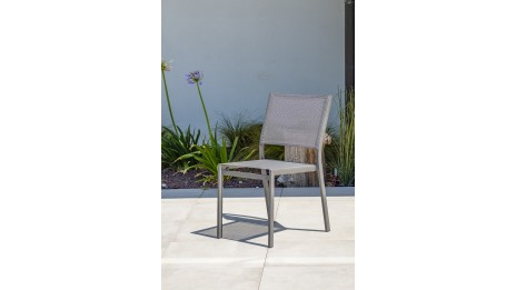 Chaise de jardin empilable STOCKHOLM en textilène et aluminium - GRIS ANTHRACITE