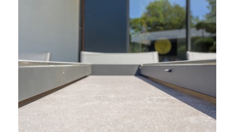 Table de jardin STOCKHOLM (200/300x96 cm) en aluminium et céramique avec rallonge intégrée - GRIS ANTHRACITE