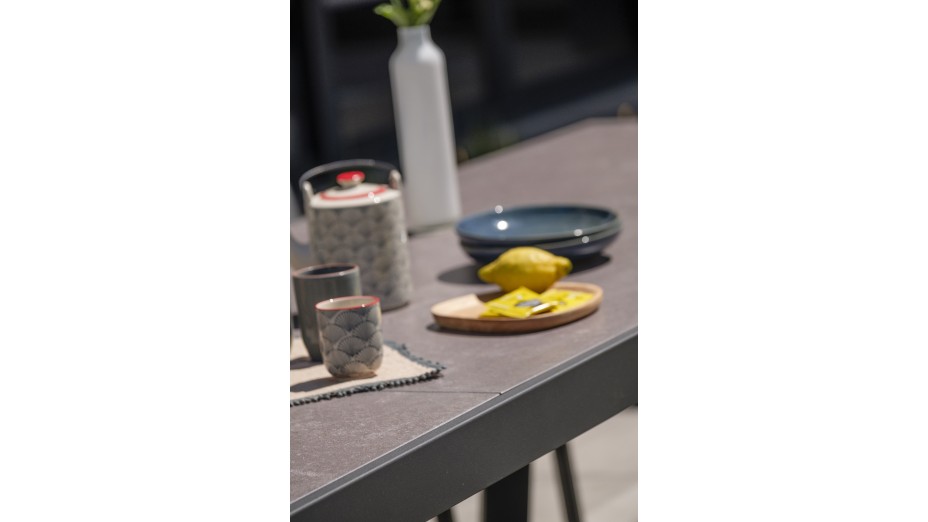 Table de jardin STOCKHOLM (200/300x96 cm) en aluminium et céramique avec rallonge intégrée - GRIS ANTHRACITE