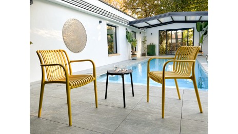 Fauteuil de jardin empilable TIAGO en polypropylène - MOUTARDE