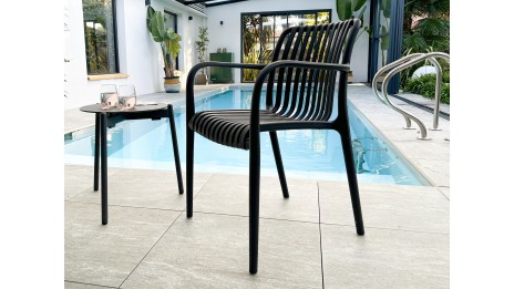 Fauteuil de jardin empilable TIAGO en polypropylène - NOIR
