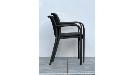 Fauteuil de jardin empilable TIAGO en polypropylène - NOIR