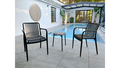Fauteuil de jardin empilable TIAGO en polypropylène - NOIR