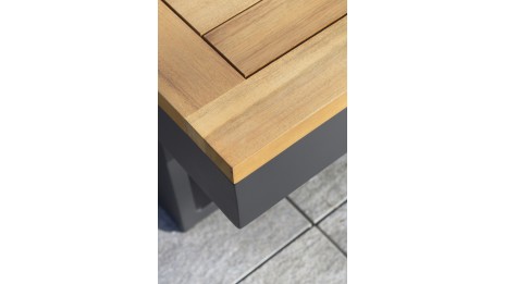 Salon de jardin modulable TOKYO 4 places en bois d'acacia et aluminium - GRIS ANTHRACITE