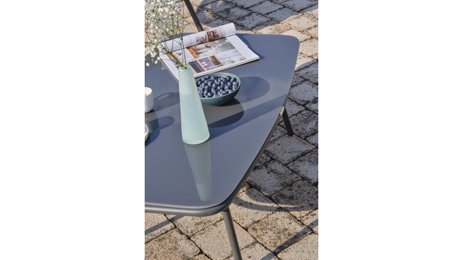 Salon bas de jardin TULUM 4 places en aluminium anthracite et résine tressée - MARRON