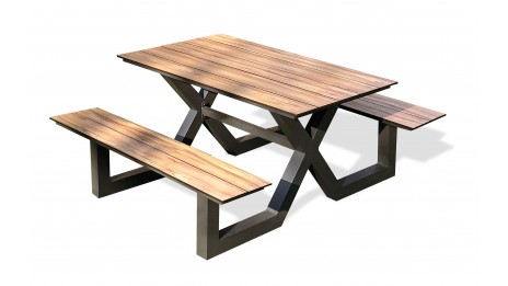 Table de jardin avec bancs...