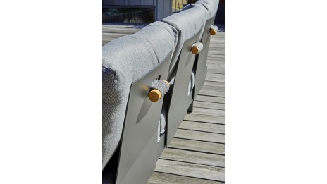 Salon de jardin d'angle VANUATU 6 places en bois d'acacia et aluminium - GRIS ANTHRACITE