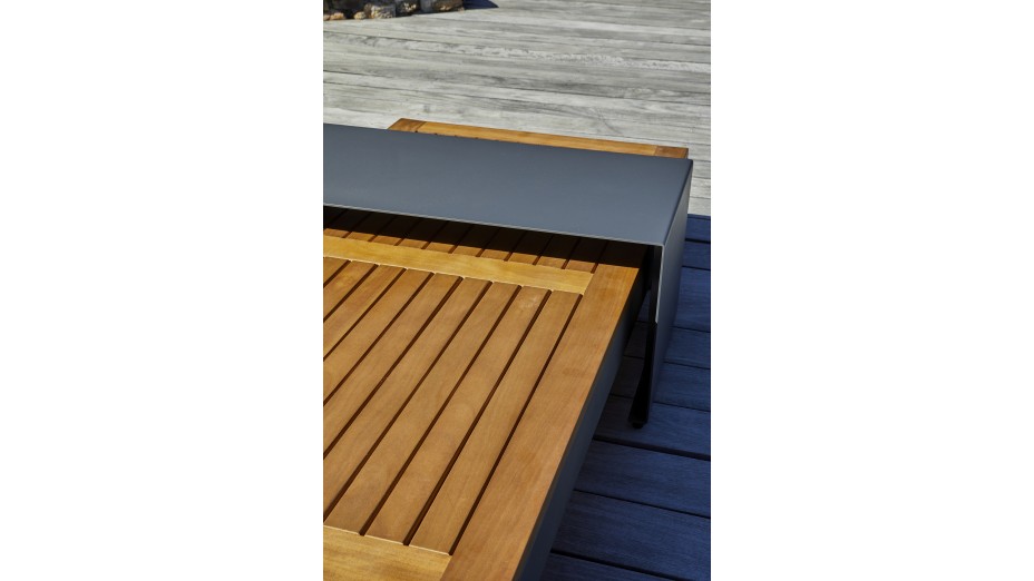 Salon de jardin d'angle VANUATU 6 places en bois d'acacia et aluminium - GRIS ANTHRACITE