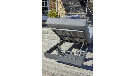 Salon de jardin d'angle VANUATU 6 places en bois d'acacia et aluminium - GRIS ANTHRACITE