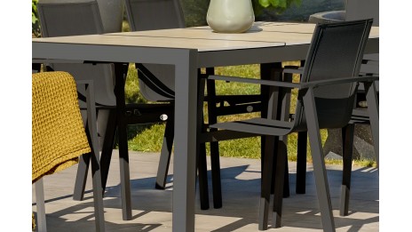 Table de jardin VENISE (195x90 cm) en aluminium et céramique - GRIS ANTHRACITE