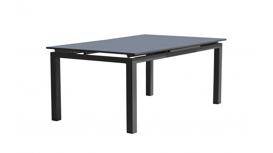 Table de jardin MIAMI (180/240X100 cm) en aluminium avec rallonge automatique - GRIS ANTHRACITE