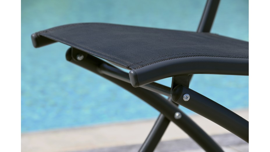Chaise de jardin pliante C43 en aluminium gris anthracite et textilène - NOIR