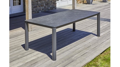 Table de jardin CAMARGUE (220x100 cm) en aluminium et plateau céramique - GRIS ANTHRACITE