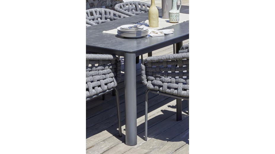 Table de jardin CAMARGUE (220x100 cm) en aluminium et plateau céramique - GRIS ANTHRACITE
