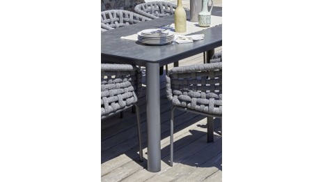 Table de jardin CAMARGUE (220x100 cm) en aluminium et plateau céramique - GRIS ANTHRACITE