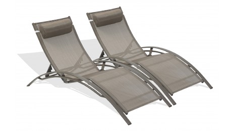 Lot composé de 2 bains de soleil CL76CAPPUCCINO (pré-montés) empilables