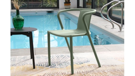 Fauteuil de jardin empilable DIEGO en polypropylène - OLIVE